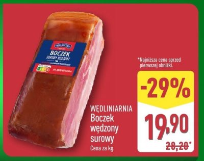 Boczek wędzony surowy WEDLINIARNIA promocja w Aldi