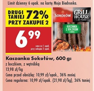 Kaszanka grillowa z boczkiem Soko艂贸w grill house promocja