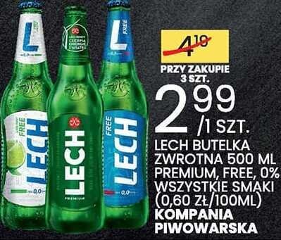 Piwo LECH PREMIUM FREE 0% zwrotna 500 ml KOMPANIA PIWOWARSKA promocja w Wafelek