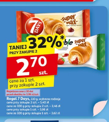 Rogal z nadzieniem waniliowo - truskawkowym 7 days double max promocja