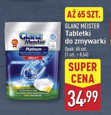 Tabletki do zmywarki platinum Glanzmeister promocja w Aldi