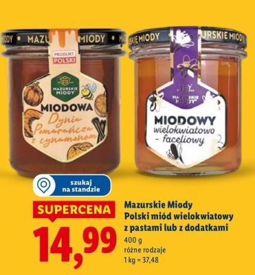 Miód wielokwiatowy z dodatkami Mazurskie Miody Polski różne rodzaje promocja w Lidl