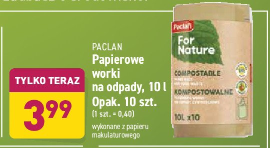Worki na śmieci 10 l papierowe Paclan for nature promocja