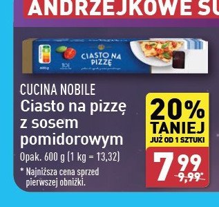 Ciasto na pizzę z sosem pomidorowym Cucina nobile promocja w Aldi