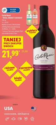 Wino Carlo Rossi różowe słodkie 750ml promocja w Lidl