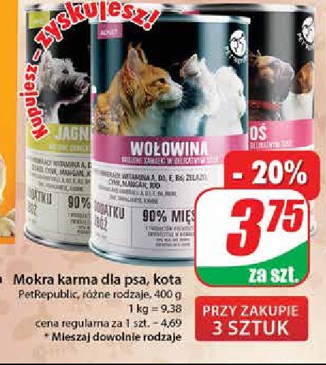 Karma dla kota wołowina Pet republic promocja w Dino