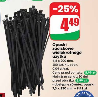 Opaski zaciskowe wielokrotnego użytku promocja w Dino