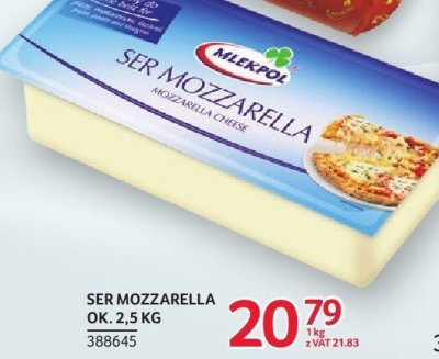 Ser Mozzarella Mlekpol ok. 2,5kg promocja w Selgros