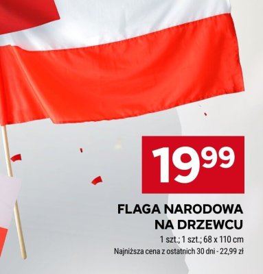 Flaga narodowa na drzewcu promocja w Stokrotka