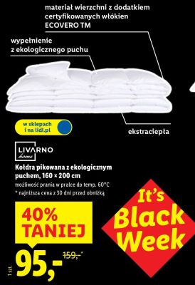 Kołdra pikowana z ekologicznym puchem LIVARNO home 160 x 200 cm promocja w Lidl