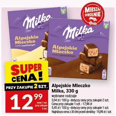 Czekolada Alpejskie Mleczko Milka, 330 g promocja w Twój Market