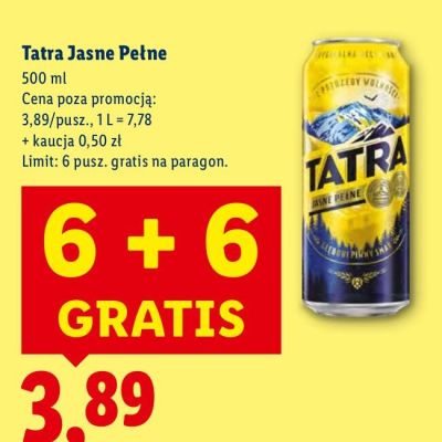 Piwo Tatra Jasne Pełne promocja w Lidl
