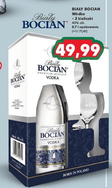 Wódka + kieliszki Biały bocian vodka promocja w Kaufland