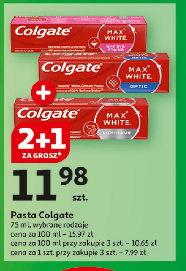 Pasta do zębów bye bye stains Colgate max white promocja