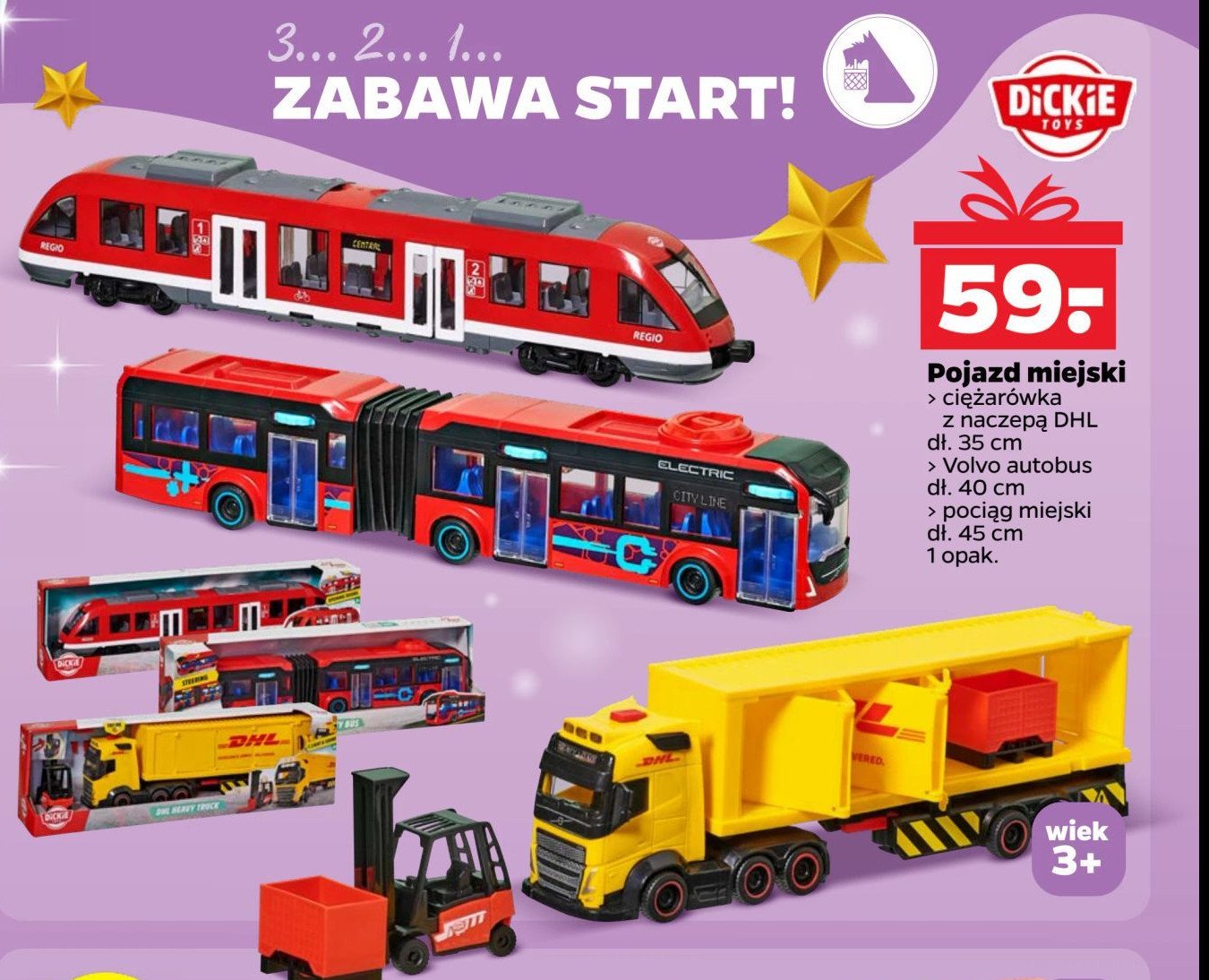 Autobus volvo 40 cm Dickie toys promocja w Netto