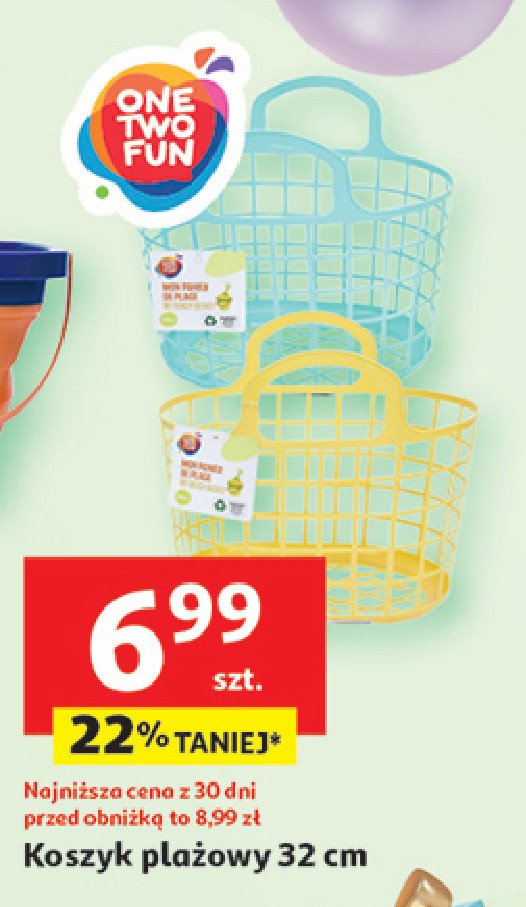 Koszyk plażowy 32 cm One two fun promocja w Auchan