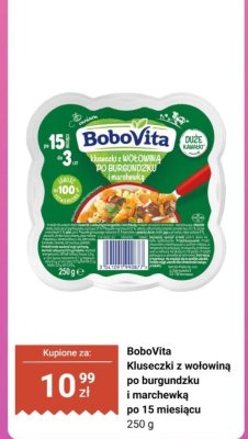 Kluseczki z wołowiną po burgundzku i marchewką po 15 miesiącu BoboVita promocja w Biedronka