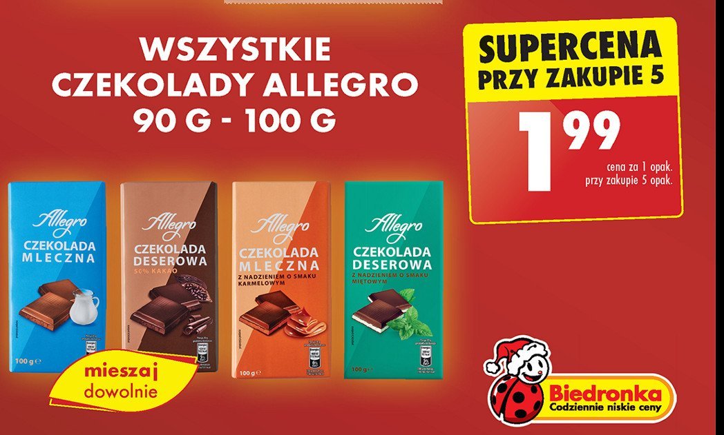 Czekolada mleczna Allegro promocja