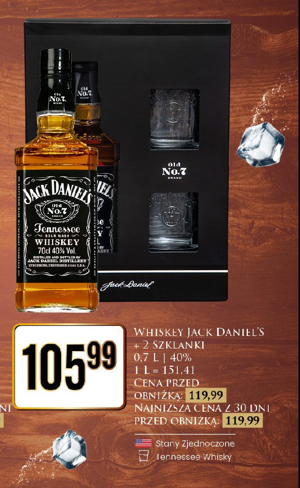 Whiskey + 2 szklanki Jack daniel's old no. 7 promocja