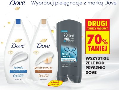 Żele pod prysznic Dove różne rodzaje drugi -70% taniej promocja w Biedronka