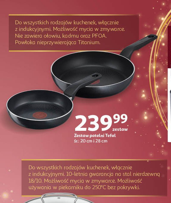 Zestaw 2 patelni 20 cm + 28 cm Tefal promocja w Auchan