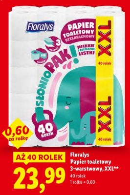 Papier toaletowy Floralys 3-warstwowy, XXL promocja w Lidl