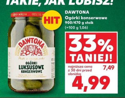Ogórki konserwowe Dawtona 900/470g promocja w Kaufland