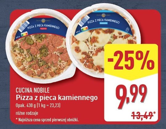 Pizza z pieca kamiennego z szynką i pieczarkami Cucina nobile promocja