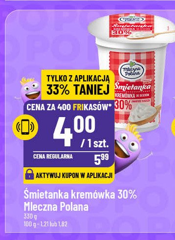 Śmietanka 30% Mleczna polana promocja w POLOmarket