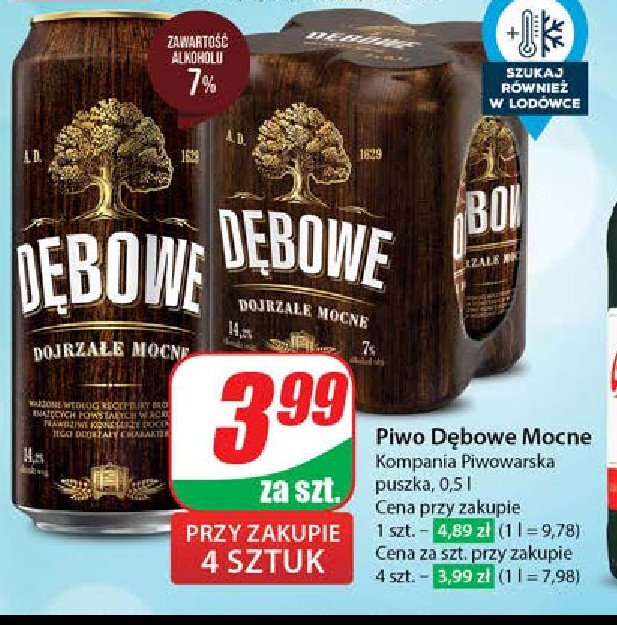 Piwo Dębowe dojrzałe mocne promocja w Dino