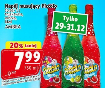 Napój musujący Napój musujący Piccolo truskawka, wiśnia, kiwi AMBRA promocja w Prim Market