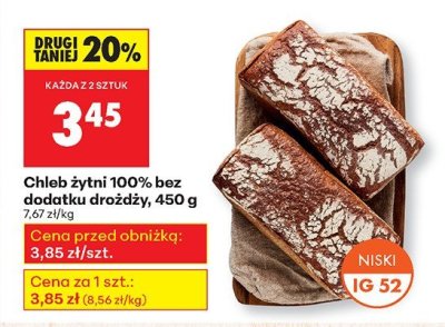 Chleb żytni 100% bez dodatku drożdży promocja w Biedronka