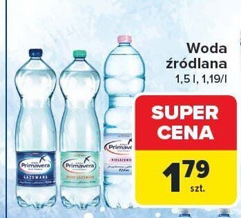 Woda źródlana PRIMAVERA 1,5l promocja w Carrefour