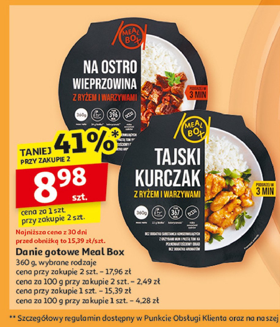 Kurczak po tajsku z ryżem Meal box promocja w Auchan