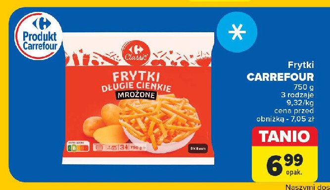 Frytki długie cienkie Carrefour promocja