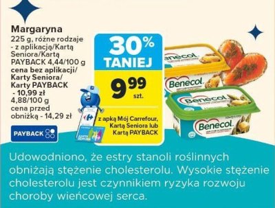 Margaryna 225 g Benecol promocja w Carrefour