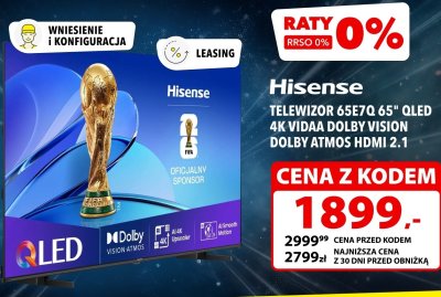 Telewizor 65E7Q 65" QLED 4K VIDAA Dolby Vision Dolby Atmos HDMI 2.1 promocja w Media Expert