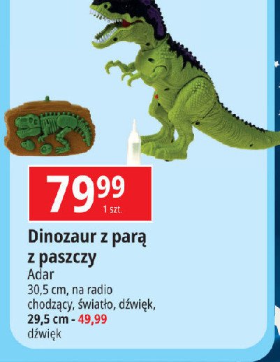 Dinozaur z parą z paszczy 30.5 cm Adar promocja w Leclerc