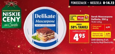 Serek mascarpone Delikate, 250 g promocja w Biedronka