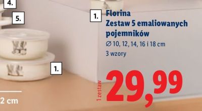 Zestaw 5 emaliowanych pojemników  promocja w Lidl