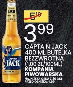 Piwo CAPTAIN JACK 400 ml butelka bezwrotna KOMPANIA PIWOWARSKA promocja w Wafelek