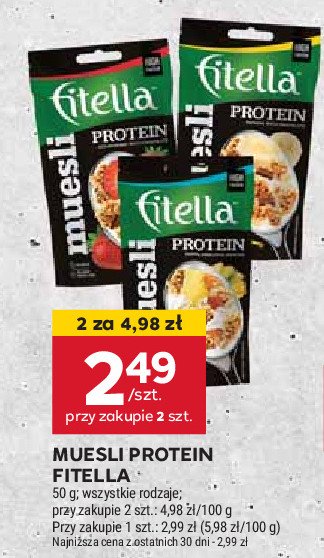 Musli proteinowe truskawka Fitella musli promocja w Stokrotka