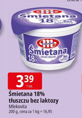 艢mietana 18% t艂uszczu bez laktozy Mlekovita promocja w Leclerc