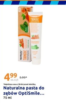 Naturalna pasta do zębów OptiSmile Turmeric promocja w Action