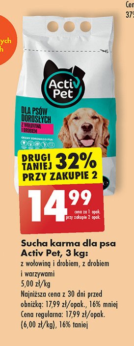 Karma dla psa z drobiem i warzywami Activ pet promocja