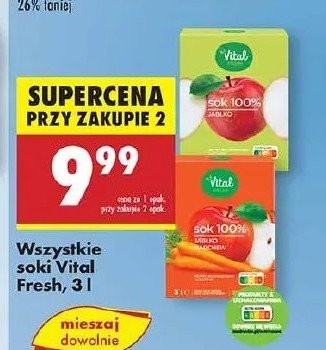 Sok 100% jabłko-marchew Vital fresh promocja