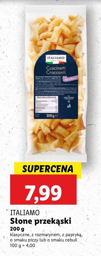 Przekąska cuscinetti croccanti sardi klasyczne Italiamo promocja w Lidl