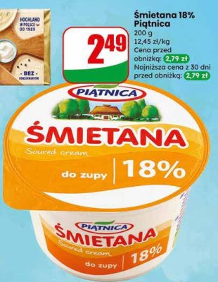 Śmietana 18%  promocja w Dino