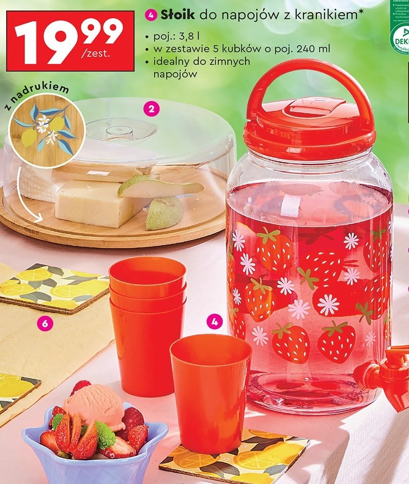 Słoik do napojów z kranikiem 3.8 l promocja w Biedronka