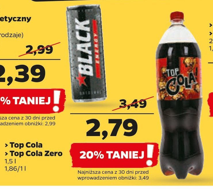 Napój zero Top cola promocja